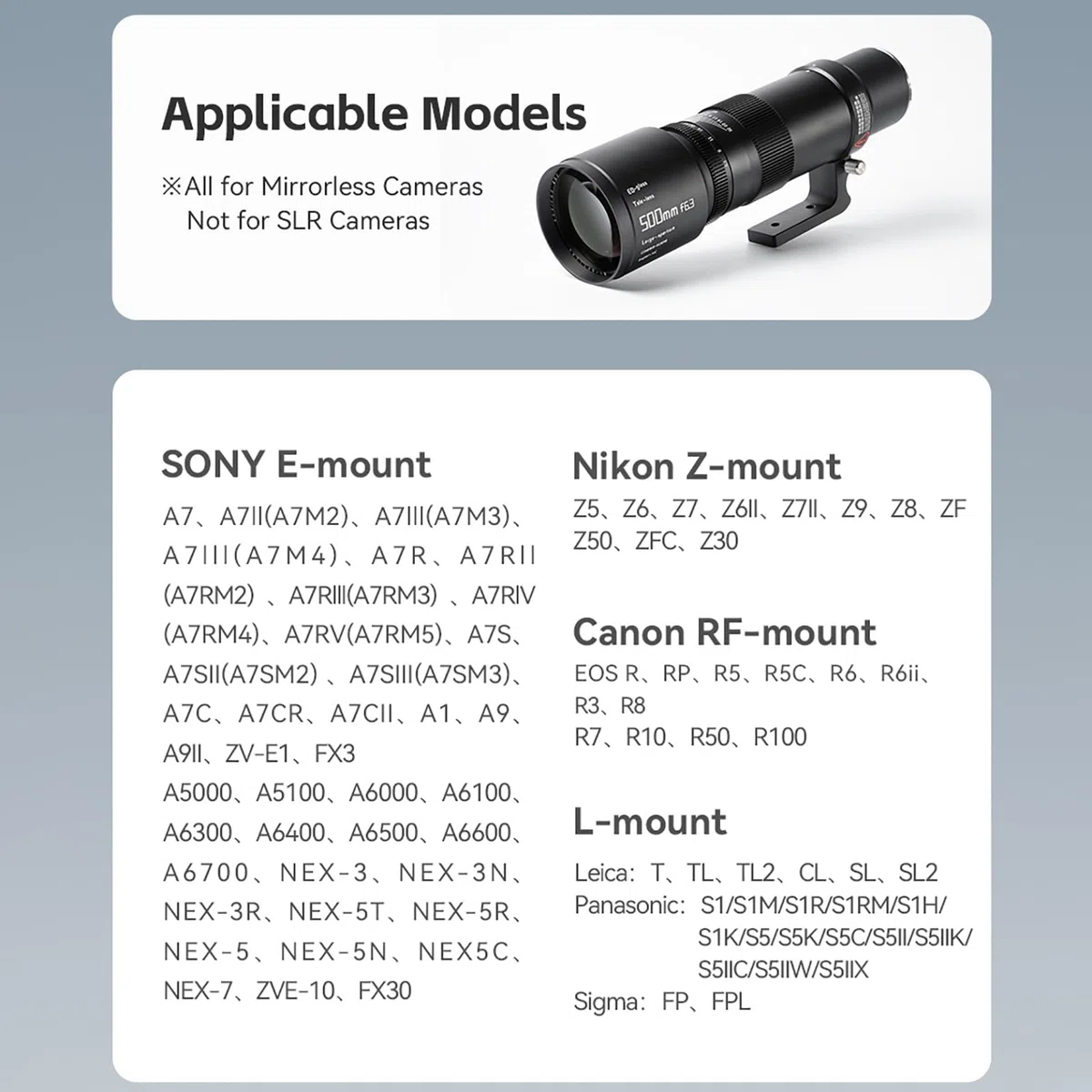 TTARTISAN 500mm F6.3 Full Frame Obiettivo Della Fotocamera Teleobiettivo Fotografia Fauna Selvatica per Sony E Mount