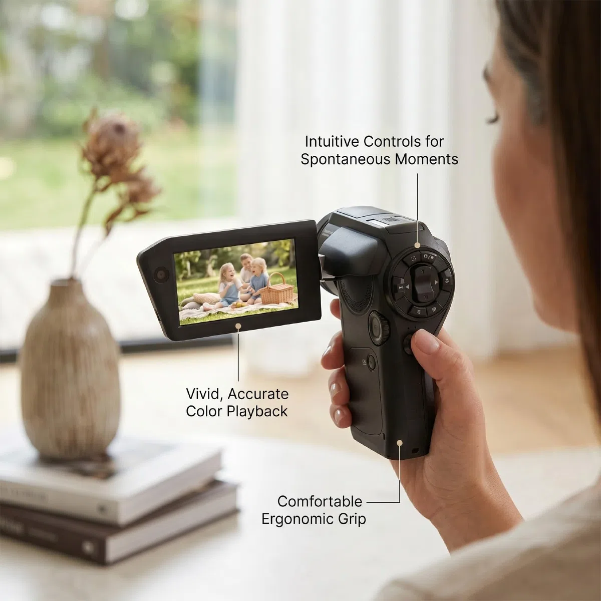 Tangxi Videocamera 8K, Videoregistratore HD da 75 MP Videocamere per WiFi con Schermo Ruotabile a Doppia Lente, Zoom Digitale 8X e Ottico 5X, per la Fotografia