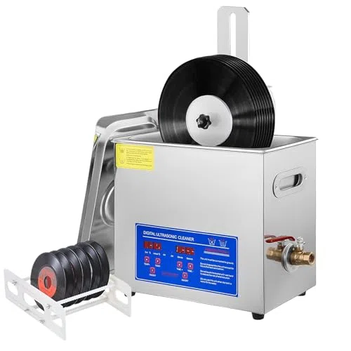 Ultrasonic Vinyl Record Cleaner 8 LPs Contemporaneamente, Sistema a doppia faccia a rotazione automatica con timer, strumento di ripristino professionale dell'LP per la rimozione della polvere, costru