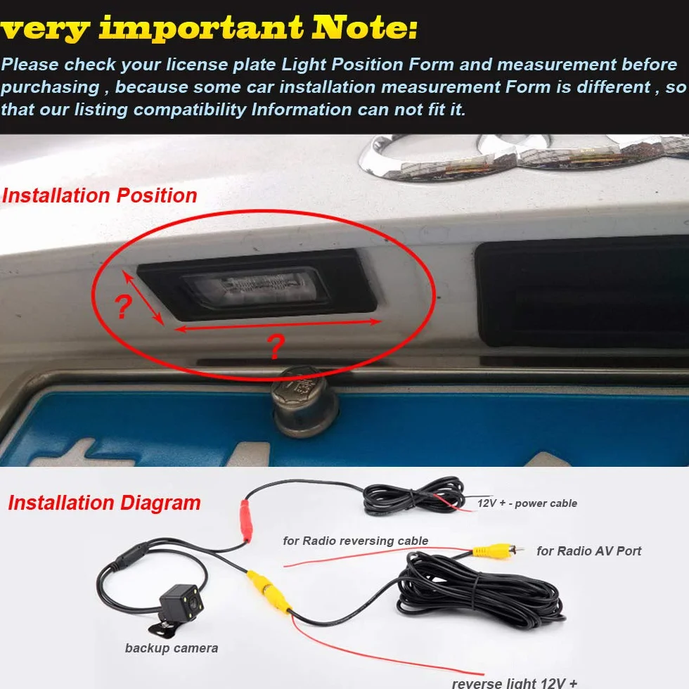 Auto Targa Posteriore Illuminata con Telecamera di Retromarcia Visione Notturna Sistema di Parcheggio Impermeabile per FIAT 500 twinair Abarth 500C 595C 695C 312C Linea 500X Telecamera CCD