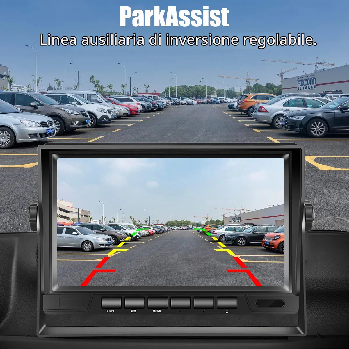 Rimoody Retrocamera Auto AHD 1080P 7 Pollice LCD Schermo Monitor Telecamera Retromarcia IP69 Impermeabile Telecamera Posteriore Visione notturna con 15m cavo per Camion/Camper/Furgone/Rimorchio