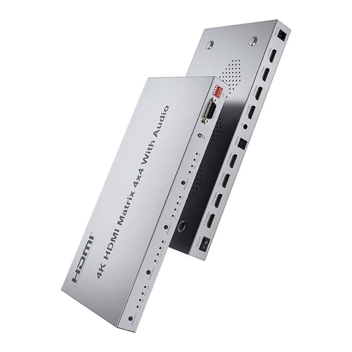 Matrix HDMI 4X4 con Audio, 4K@30Hz Switch 4 in 4 Out con Estrattore Audio, Selettore Splitter Supporto HDR HDCP2.2 EDID