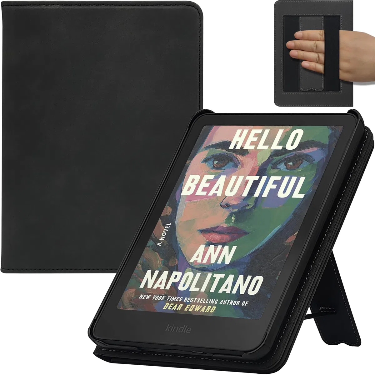 Custodia per Kindle Paperwhite da 7" (12a generazione/edizione Signature 2024) e Kindle Colorsoft Signature Edition con doppio supporto e supporto, spegnimento automatico (nero)