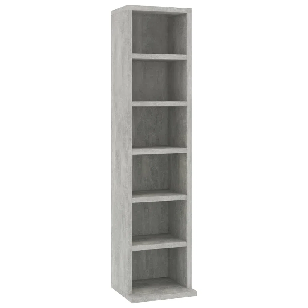 Porta CD a Colonna, Mobile Porta CD Grigio Cemento 21x20x88 cm in Legno Multistrato (7,72KG)