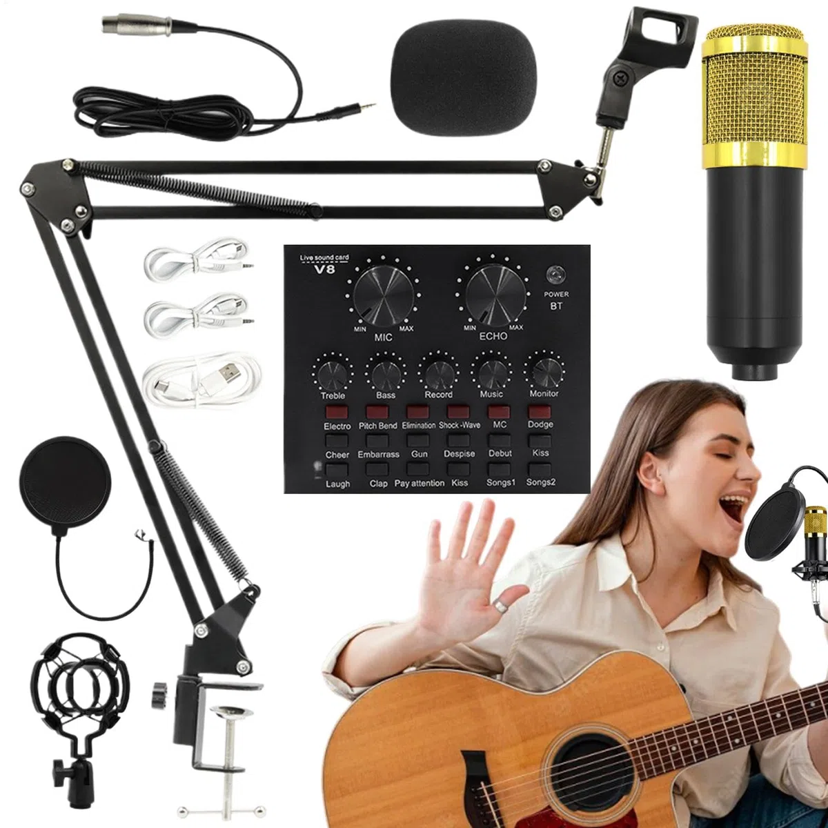 Attrezzatura Per Live Streaming Facile da Usare, Scheda Audio, Kit Audio, | Multiuso Kit Microfono Facile Per Streaming, Da Studio Di Registrazione Per Live