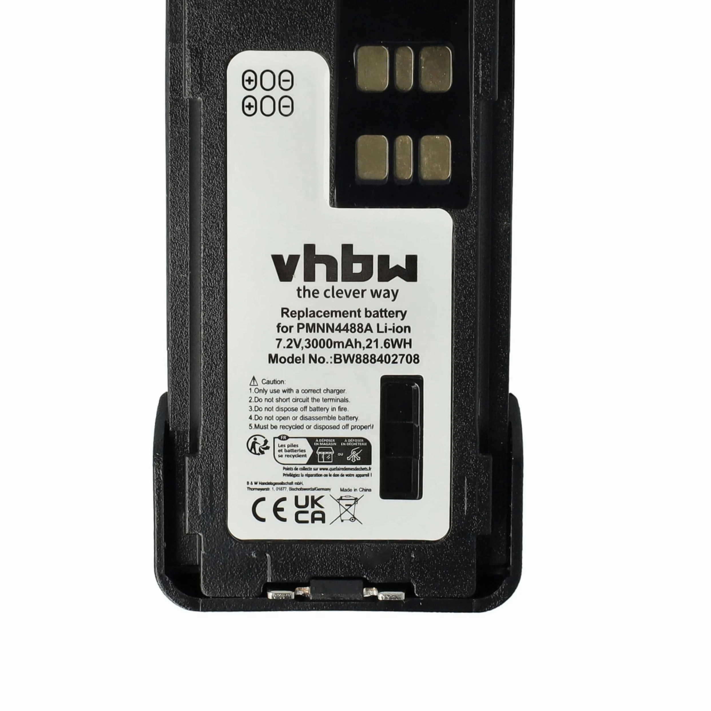 vhbw 2x batteria compatibile con Motorola XIR P6620, XIR P6600, DP4801e radio (3000mAh, 7,2V, Li-Ion) + clip