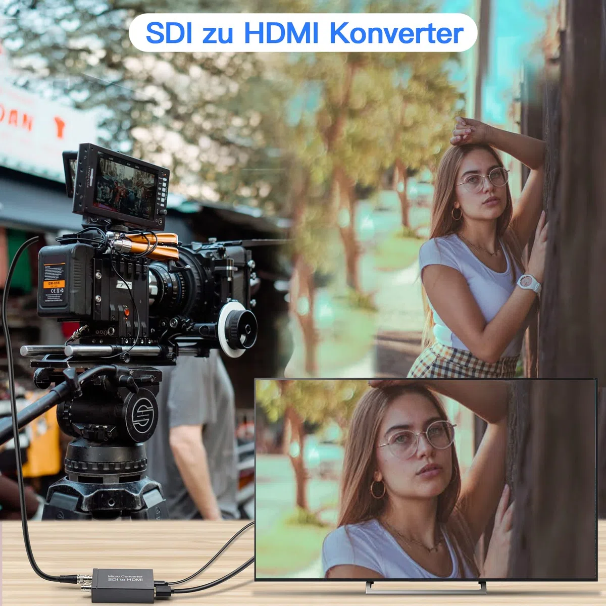 Convertitore da SDI a HDMI, da SDI a HDMI con SDI Loop Out, 1080p HD / 3G / SD-SDI a HDTV Video Audio Convertitore Adattatore BNC a HDTV per Fotocamera Monitor Proiettore