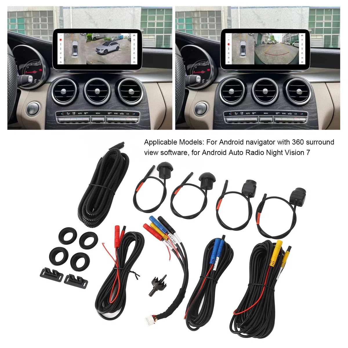 Telecamera per Auto a 360 Gradi , Installazione Semplice di Telecamere Panoramiche per Visione Notturna Starlight per Radio Auto (1080P)