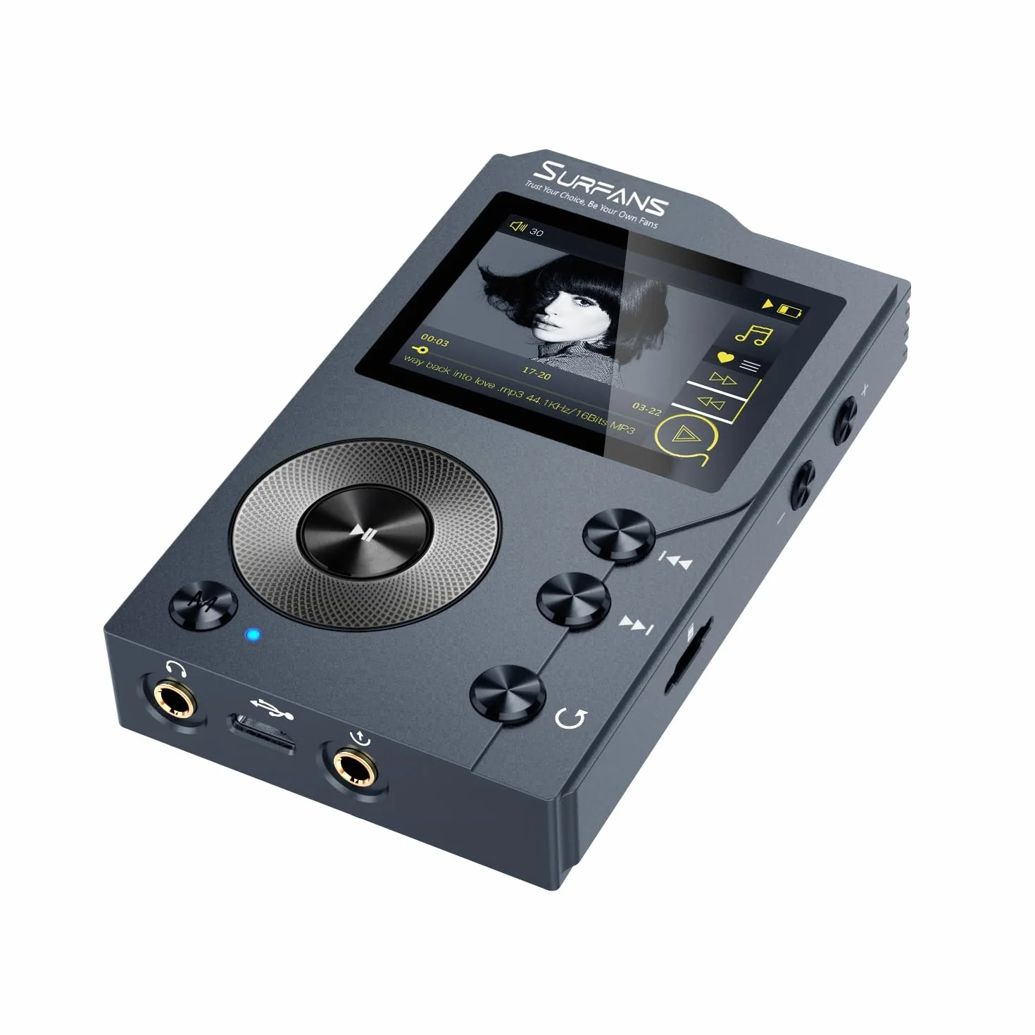 Surfans F20 Lettore MP3 con Bluetooth, lettore musicale audio digitale ad alta risoluzione DSD senza perdita, lettore audio portatile scheda di memoria da 64 GB, supporto fino a 512 GB