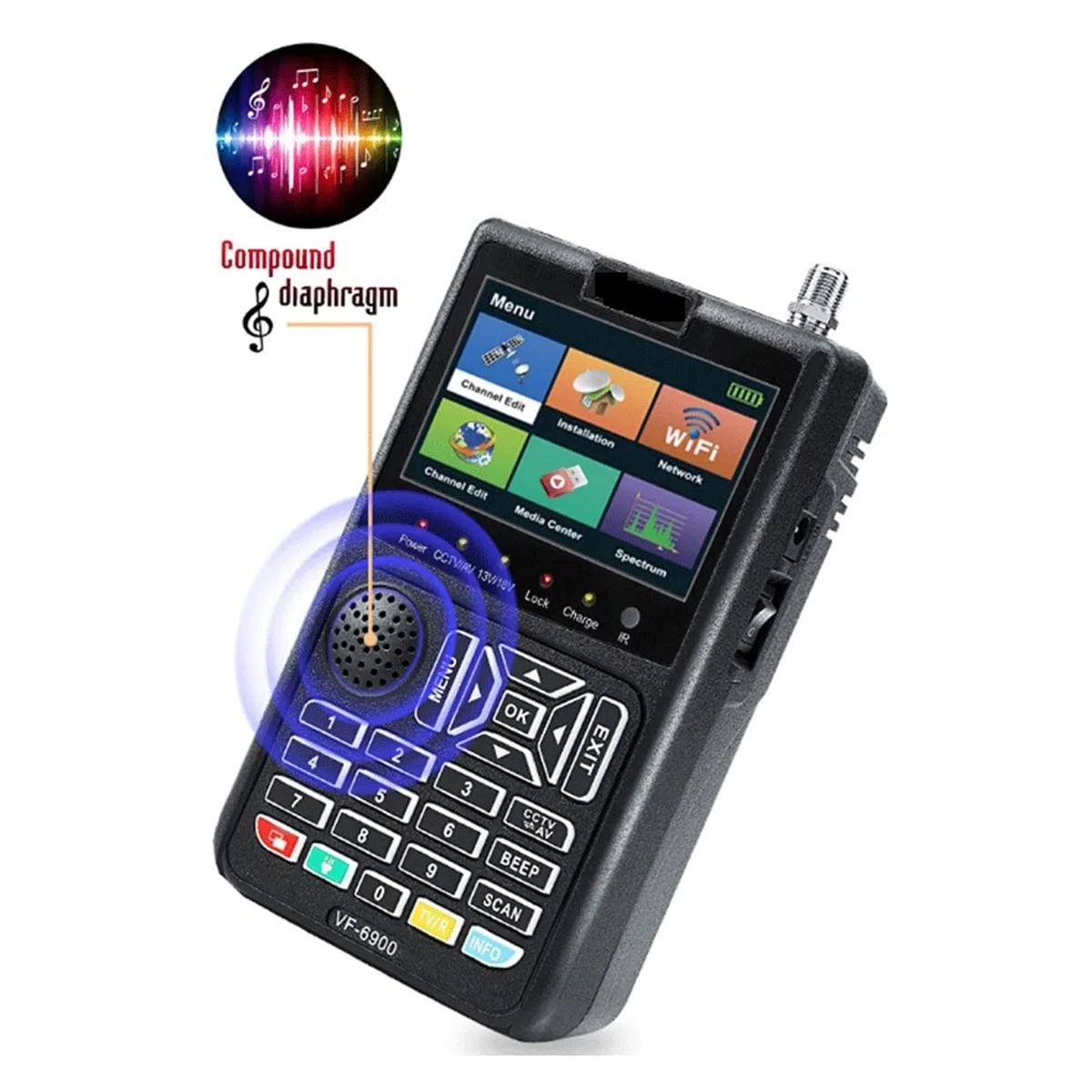 Cercatore di satelliti, Digital Signal Finder Schermo LCD DVB Receptor for QPSK Satellite Meter Messa in servizio dell'antenna di terra(VF-6900 PRO)