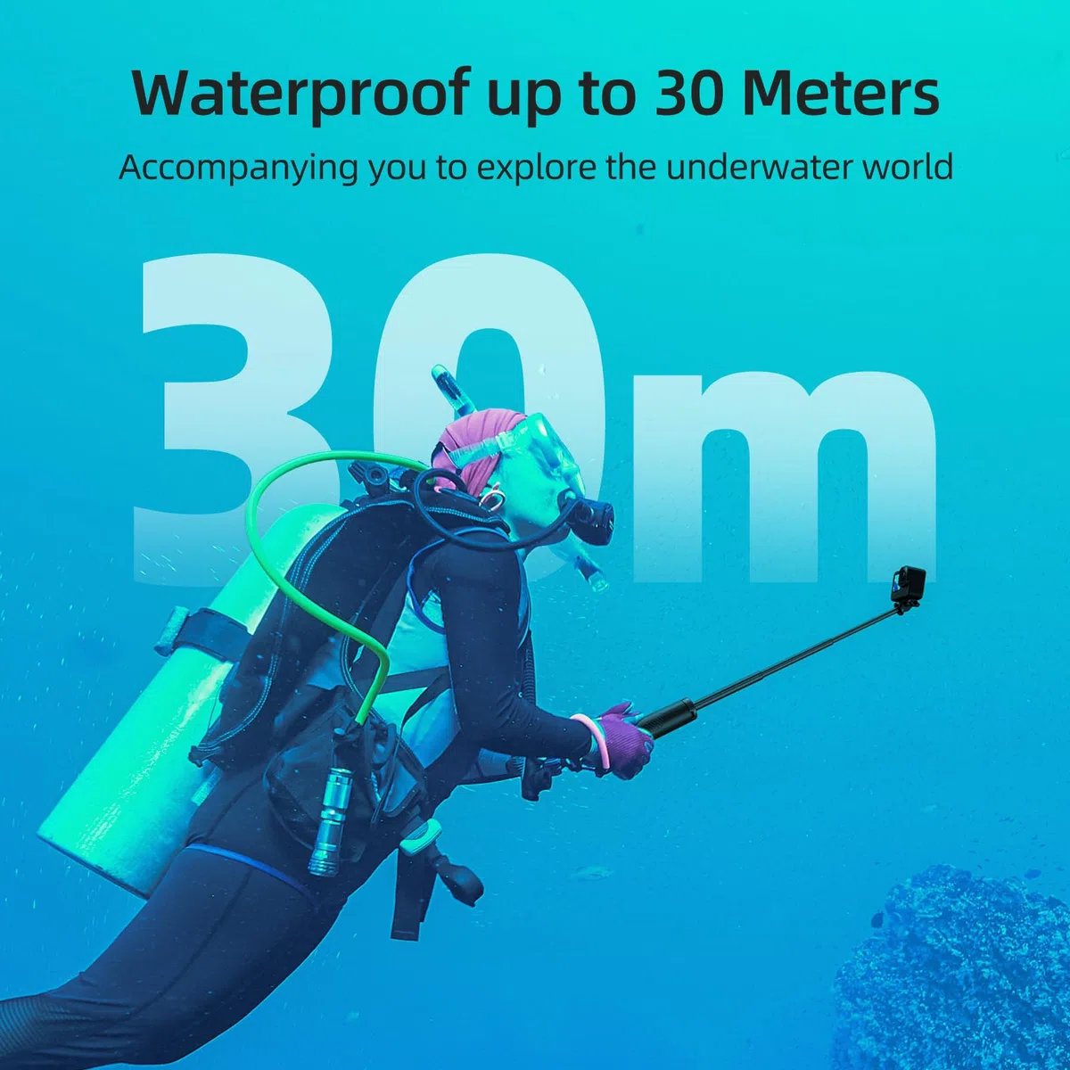 TELESIN 4 in 1 Selfie Stick Grip mano galleggiante Treppiede impermeabile estensibile Selfie Monopiede per GoPro Hero 13,12, 11, 10, 9, 8, 7, 6, 5, 4, DJI Action 5 Pro 4 3 Insta360 X5 X4 AKASO Camera