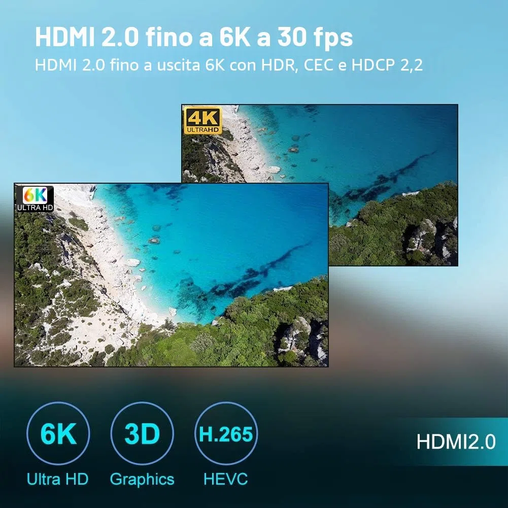 Android TV Box, Q Plus Smart TV Box con Android 10.0 2GB RAM 16GB ROM Processore Quad Core Cortex-A53 Supporto 6K 3D 2.4GHz WiFi 10/100M Ethernet