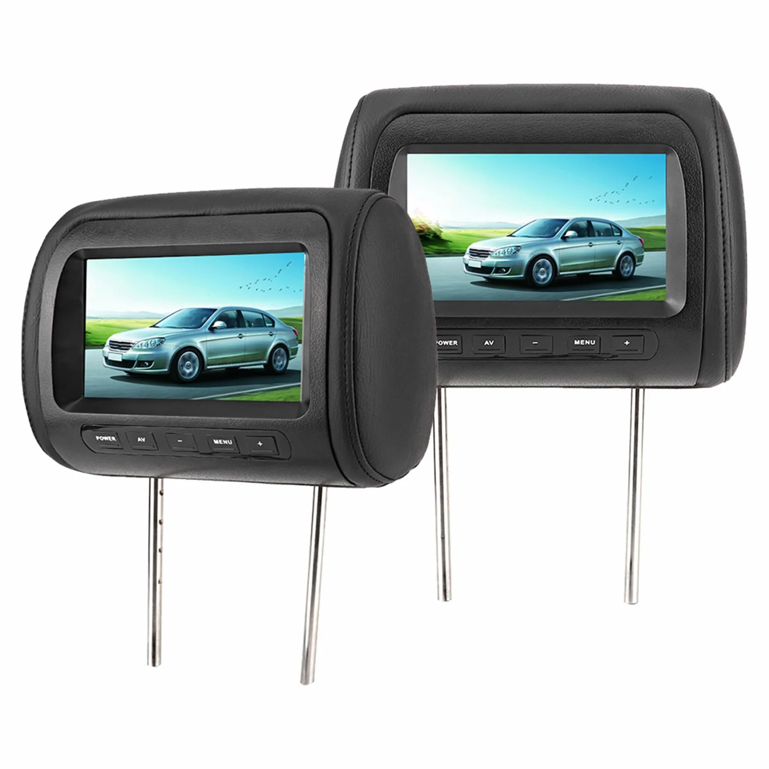 HEEPDD Monitor per Poggiatesta da 7 Pollici, Display per Auto a Doppio Schermo con Telecomando Wireless a 2 Ingressi Video per L'intrattenimento Universale per Auto