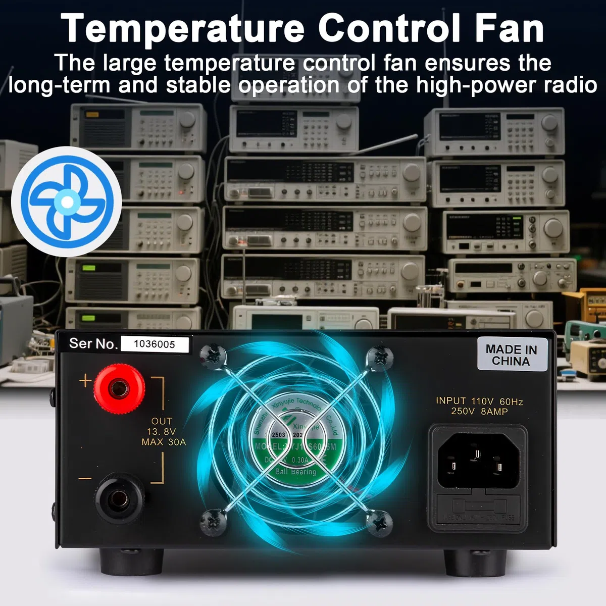 Alimentatore universale compatto per radio prosciutto, 30 A CC, 13,8 V, uscita fissa, offset di rumore, convertitore da banco da banco da laboratorio domestico, per ricetrasmettitori mobili