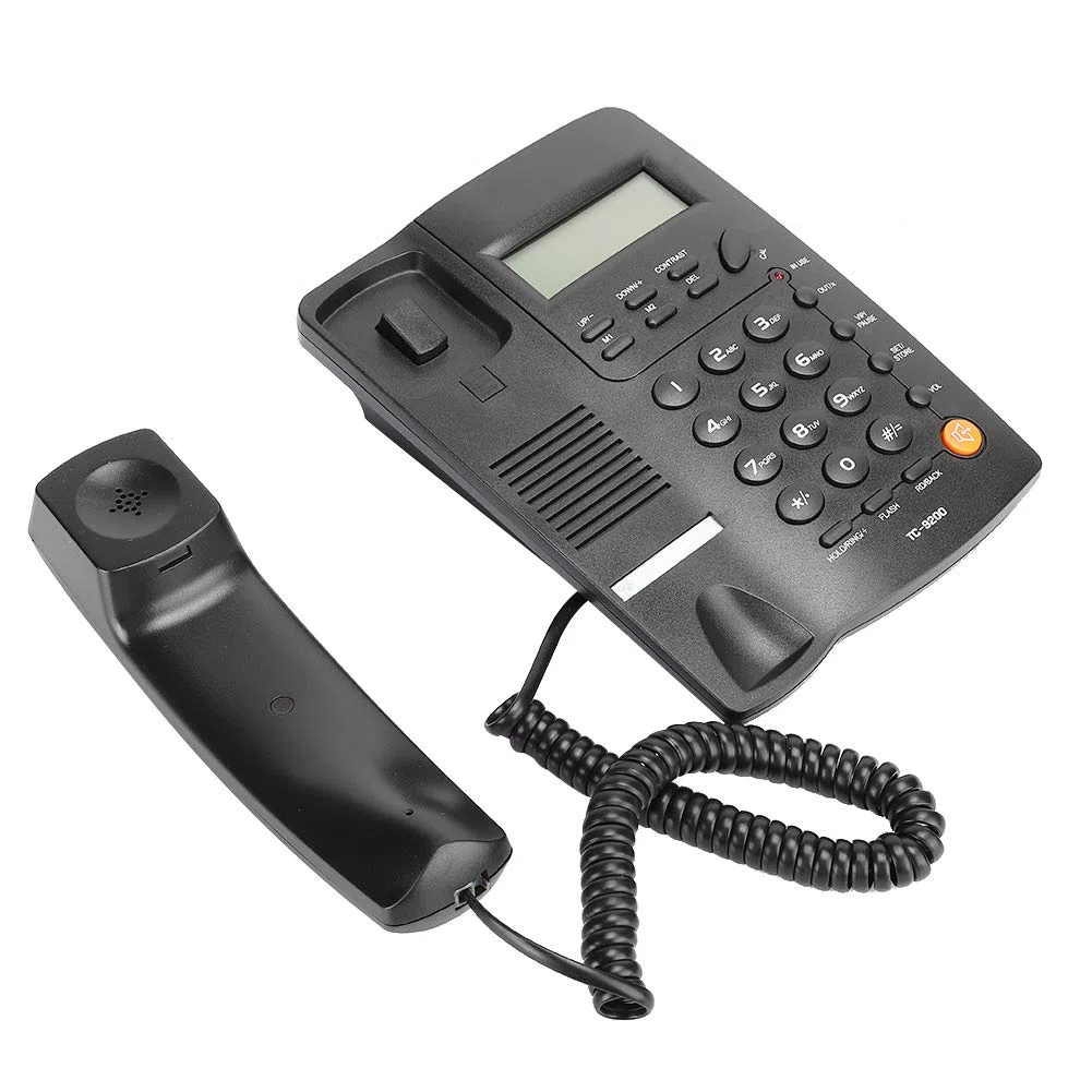 Telefono Fisso con Filo, Telefono Fisso Vivavoce da Tavolo Supporto telefonico cablato ricomposizione e richiamata, Funzione Flash per Ufficio/casa/Azienda/Camera degli Ospiti