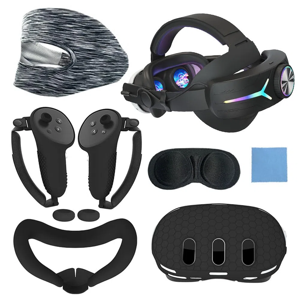 7 pezzi Set di coperture protettive Cinghia for la testa RGB Copertura for guscio Copertura for il viso Manopole for controller Copertura Protezione for lenti Coperture for joystick