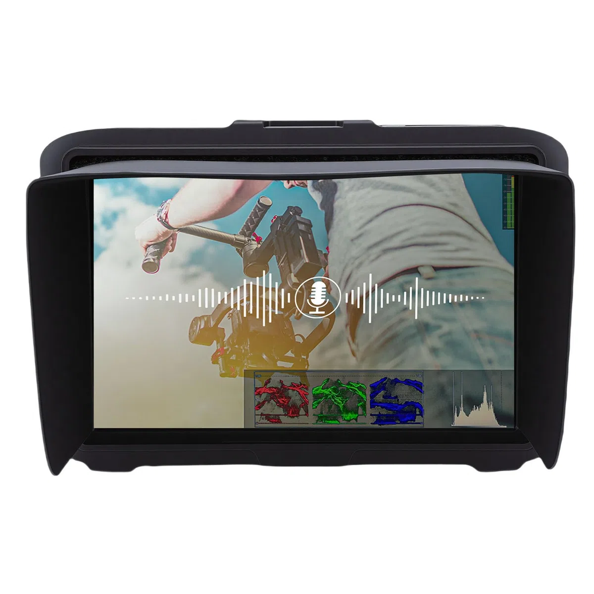 Jectse Display da 7 Pollici per Fotocamera, Risoluzione FHD 1920x1200, Ingresso/uscita 2.0 4K con Controllo Vocale e Parasole, per Fotografia e Video professionali.