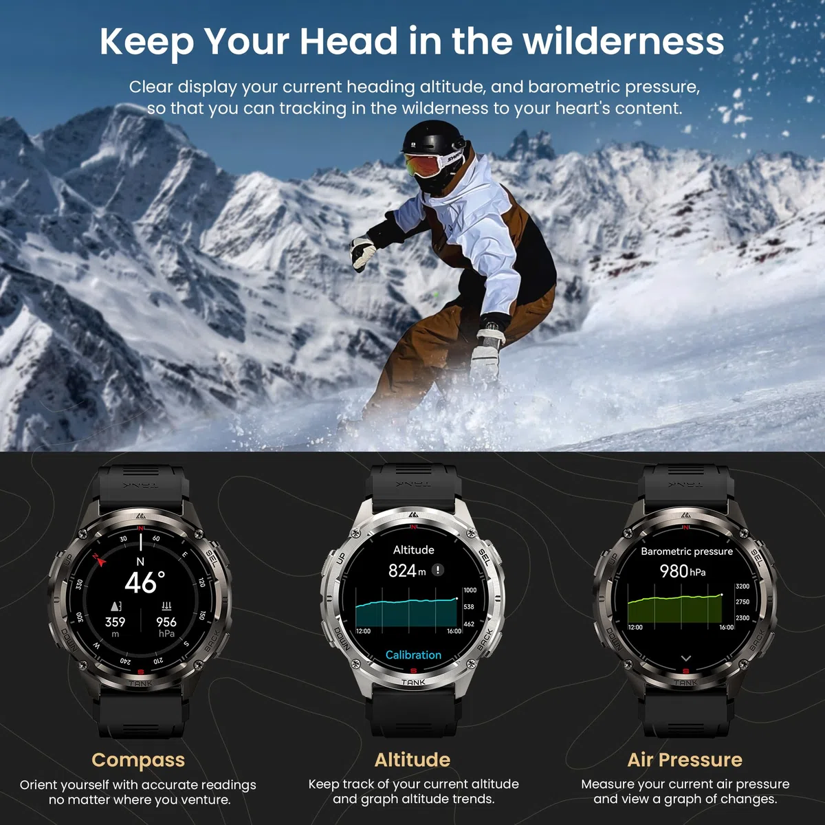 KOSPET Tank T3 Ultra 2 Smartwatch Uomo Rugged, Orologio Militare con GPS, Impermeabile 5 ATM, Schermo AMOLED HD da 1,43 Pollici, Oltre 170 Modalità Sportive, Compatibile con Android e iOS (Nero)
