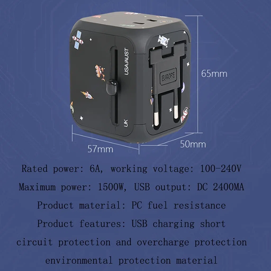 Adattatore da Viaggio Universale Adattatore di Alimentazione Internazionale con 3 Porte USB Adattatore da 100-240 Volt per Regno Unito Giappone Cina Europa USA CA AU AE
