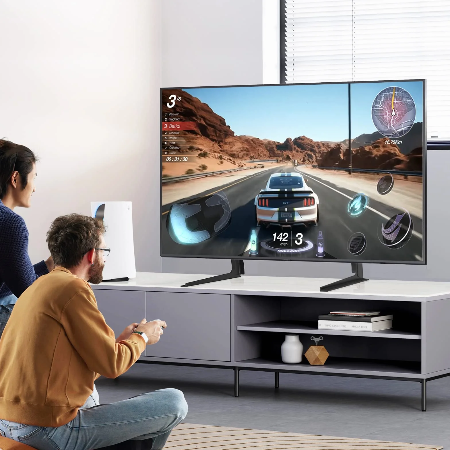 RFIVER Supporto TV Universale da Tavolo Piedistallo TV Regolazione Altezza per Televisori da 32 "- 55" VESA 800 x 400mm Nero UT3002