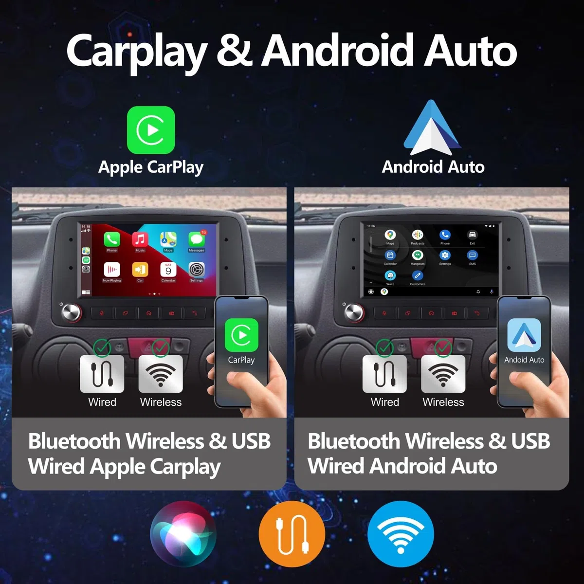 Autoradio per Fiat Panda 169 2003-2012 Radio con Wireless Carplay/Android Auto Stereo IPS Touch Screen/Bluetooth/FM/AM/USB
