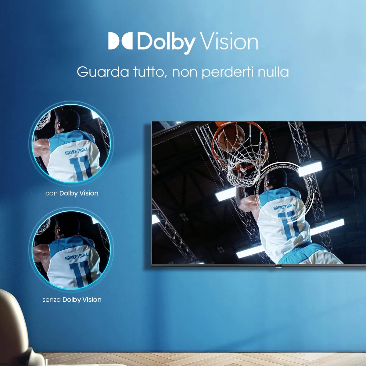 Hisense 50" QLED UHD 50E78HQ, Smart TV VIDAA 5.0, HDR Dolby Vision, VA, Controlli vocali Alexa, Tuner DVB-T2/S2 HEVC 10, lativù 4K, Nero, 50"