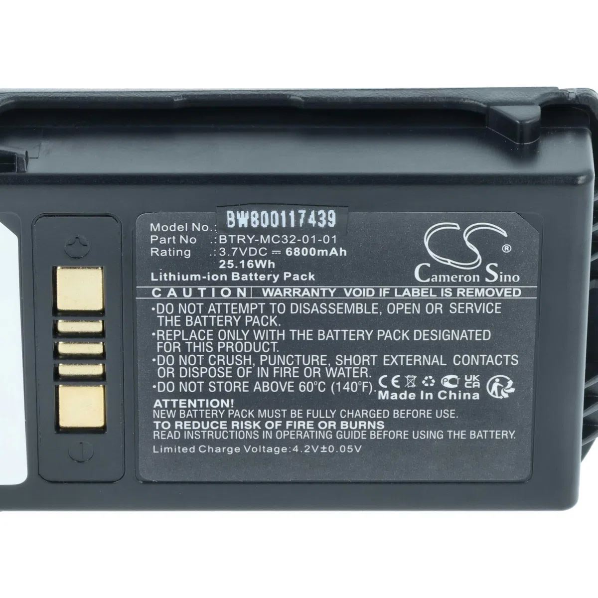 vhbw 5x batteria sostituisce Motorola BTRY-MC32-01-01 per lettore di codici a barre, POS (6800mAh, 3,7V, Li-Ion)