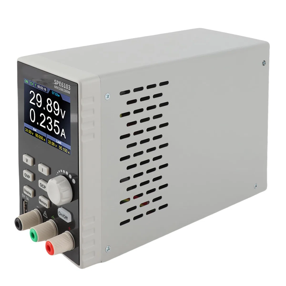 Fafeicy Alimentatore CC Regolabile 300 W Risoluzione 0,1% ± 30 MV con LCD TFT da 2,8 per Banco di Lavoro da Laboratorio, Uscita Programmabile a Potenza Costante Ricarica USB, Protezione