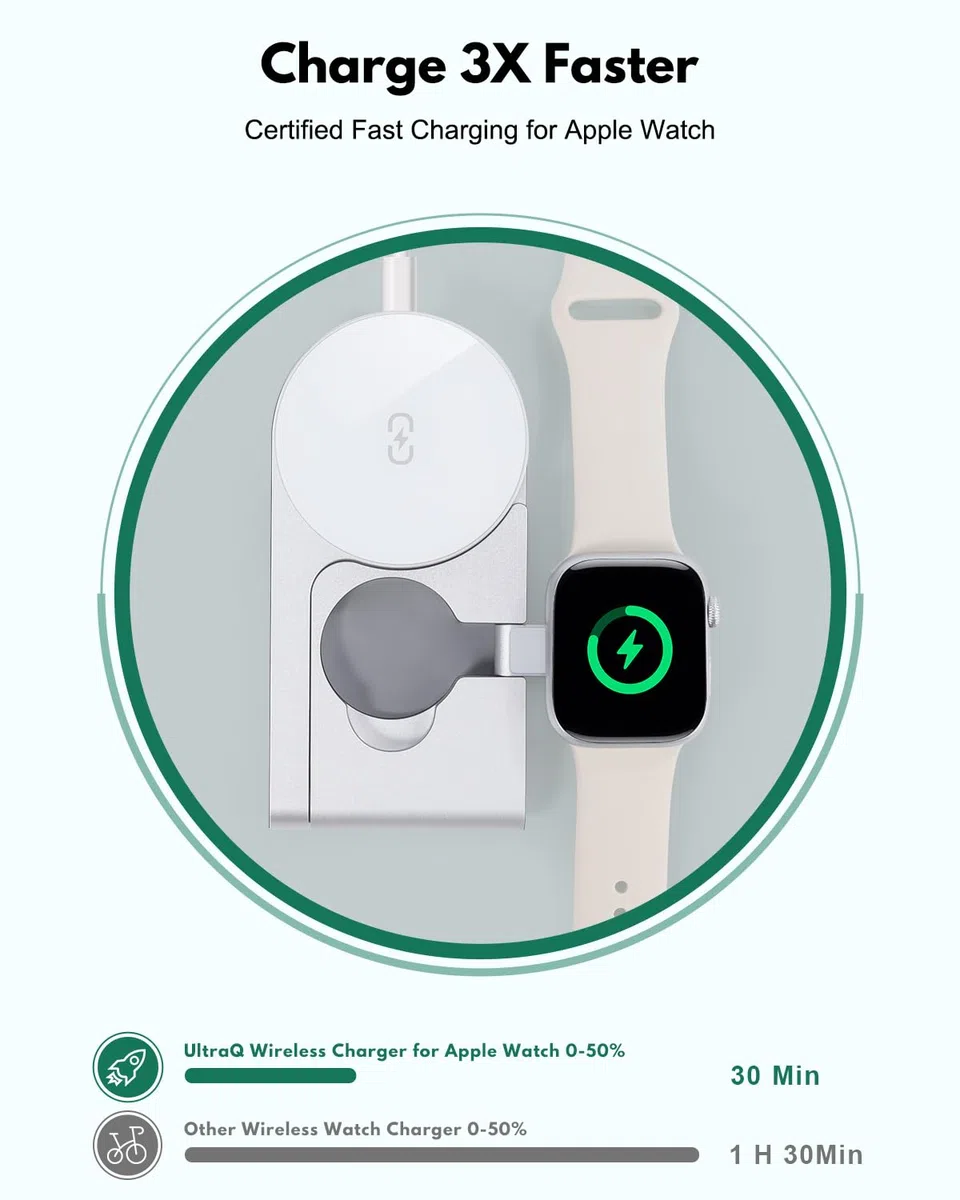 Caricabatterie wireless M16 3 in 1, in lega di alluminio, pieghevole, compatibile con MagSafe, per iPhone 16, 15, 14, 13, 12, stazione di ricarica per AirPods, supporto di ricarica wireless per iWatch