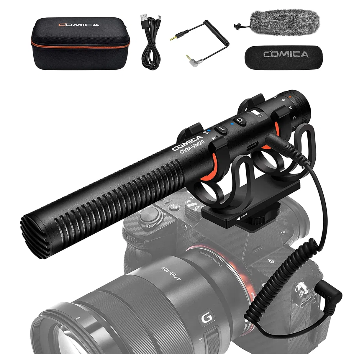 COMICA VM20 Microfono a Fucile con Display OLED Power, Microfono Video Direzionale Super Cardioide per DSLR Canon Nikon Sony e Smartphone (Interfaccia da 3,5 mm)