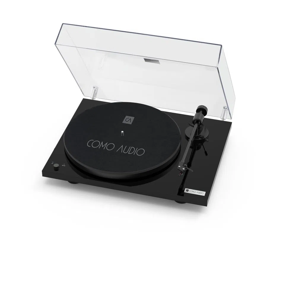 Vinile Entry-Level Giradischi con trasmissione a cinghia, preamplificatore Phono integrato, pickup Ortofon OM5e, 33/45 giri/min, nero lucido, realizzato a mano in Europa