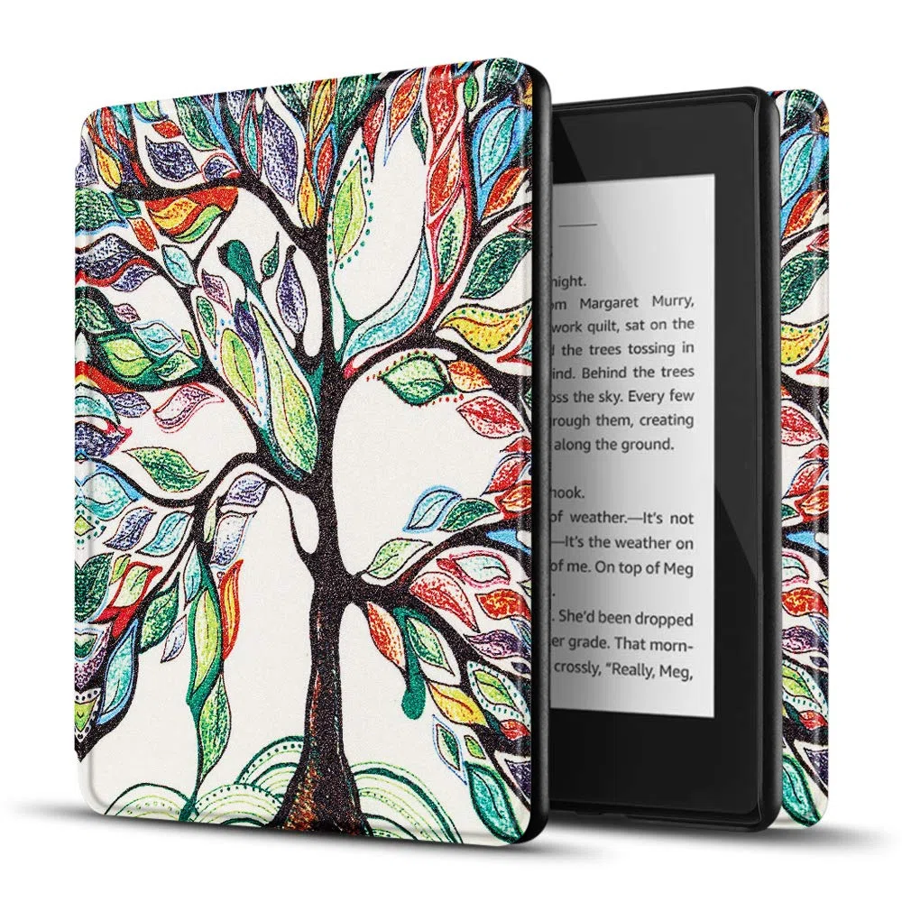 TNP - Custodia sottile per Kindle Paperwhite 10th Gen / 10 Generation 2018, con funzione di spegnimento automatico, compatibile con Amazon Kindle Paperwhite versione 2019 2020 (Life Love Tree)