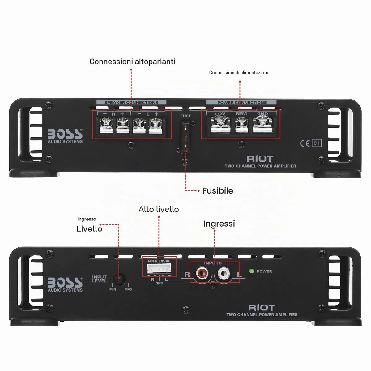 Boss Audio R1002 200W Riot 2 canali Amplificatore ad alta potenza
