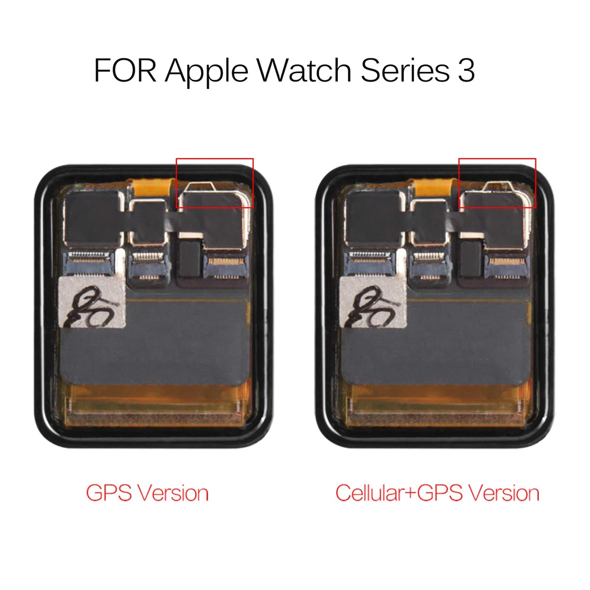 Schermo di ricambio per Apple Watch Series 3 (G-PS) S3 38 mm/42 mm, display LCD touch digitizer per Apple Watch3 Matrix, kit di riparazione con pellicola protettiva + strumenti (G-PS)