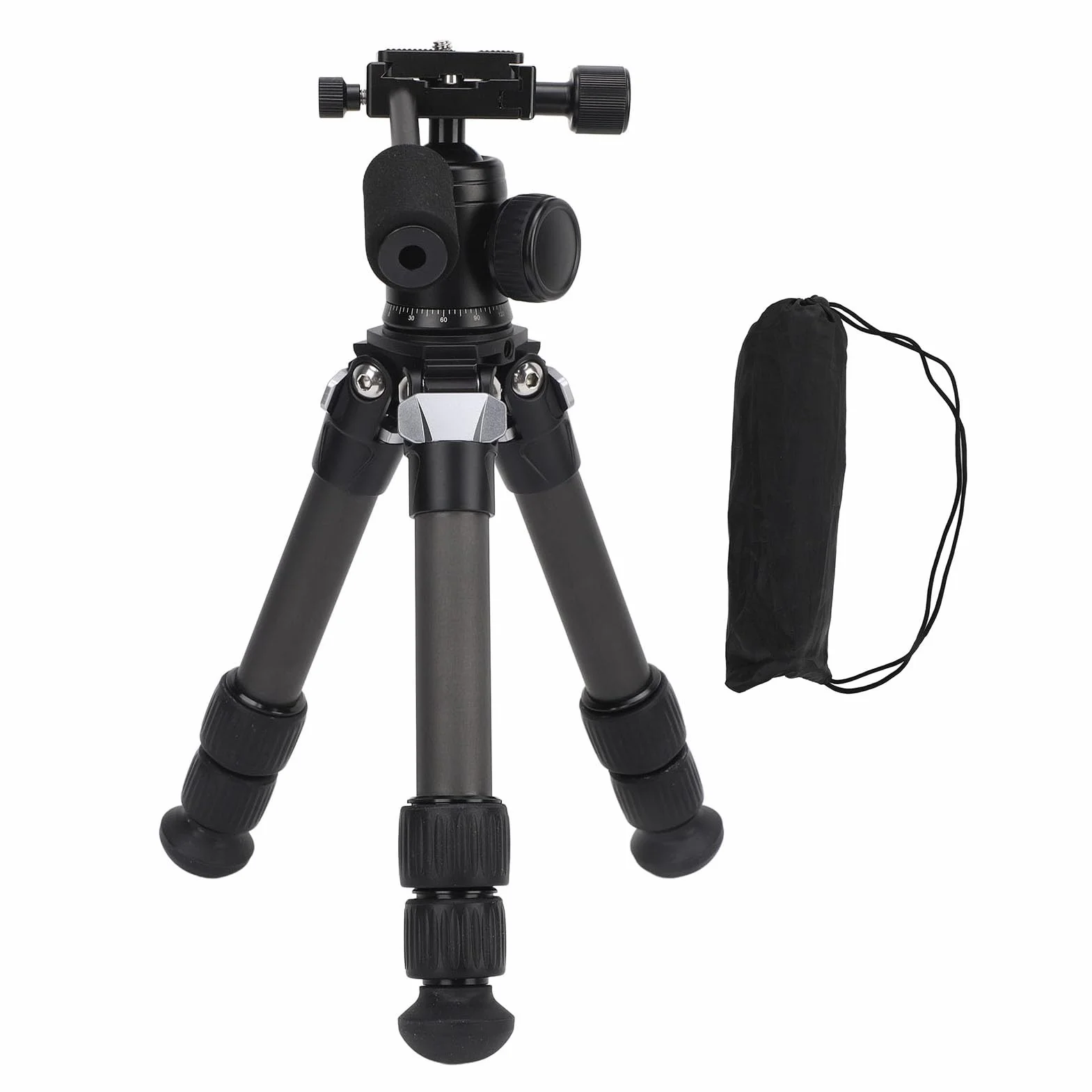 Treppiede da Tavolo, Carico di 13 Libbre in Fibra di Carbonio | Piegato da 17,5 cm, regolabile da 19,5 a 50 cm, gambe a 5 sezioni e 3 angoli, vite da 1/4", per DSLR mirrorless da viaggio