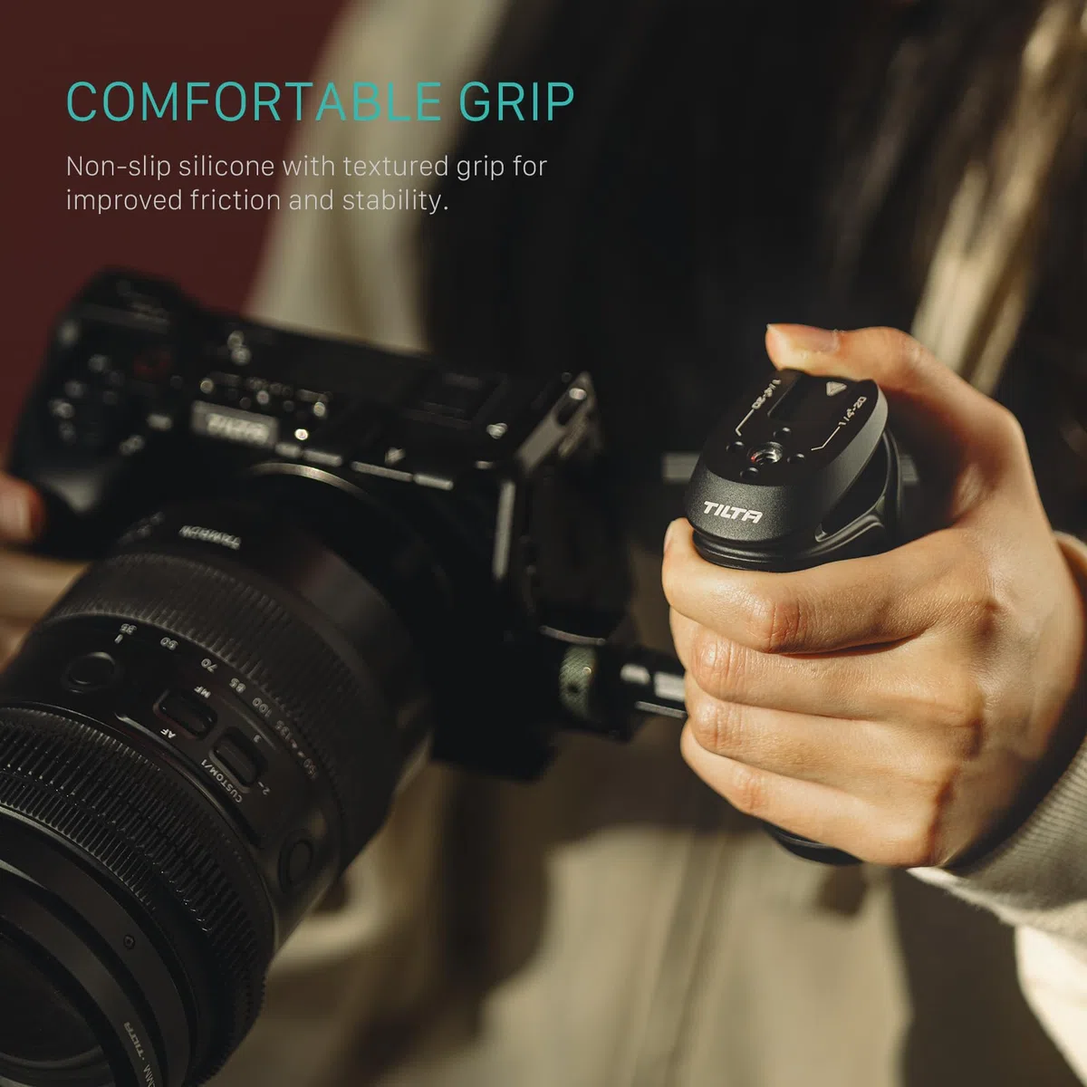 Tilta Xeno Maniglia laterale 1/4″-20 con perni di posizionamento, impugnatura laterale ergonomica per DSLR/Mirorrless fotocamera Rigs e monitor Rigs - Nero TA-XSH1-B