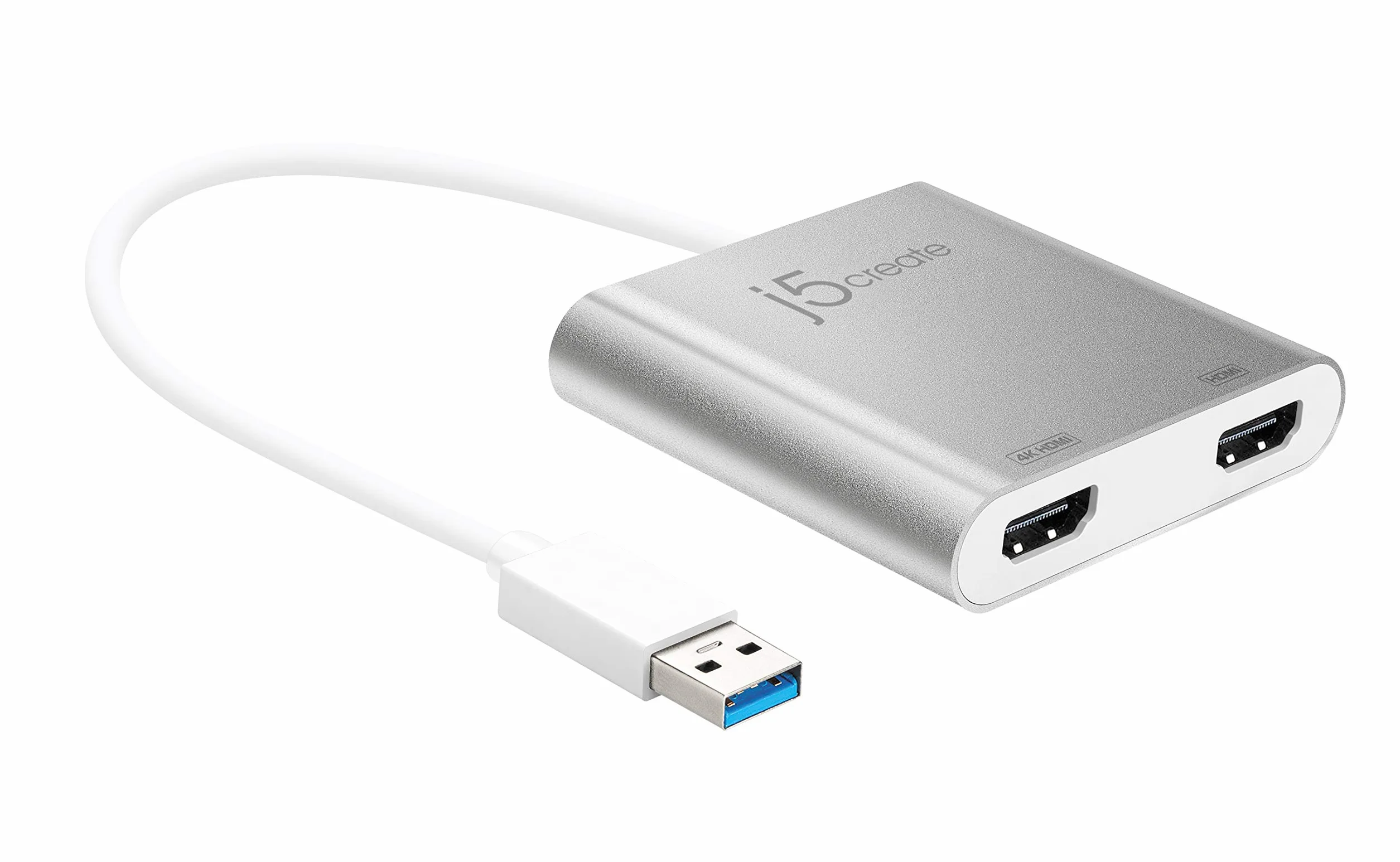j5create Adattatore da USB Tipo A a doppio HDMI - Convertitore multi display HDMI doppio | 4K Ultra HD + 1080p Full HD | Compatibile con Windows, Mac, MacBook (JUA365)