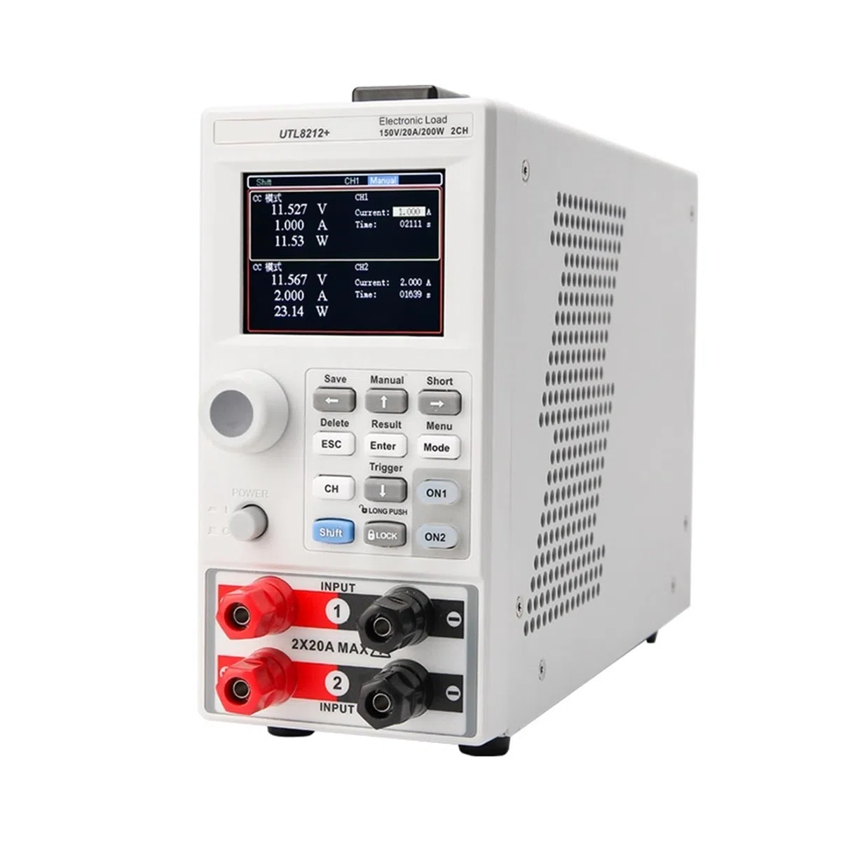 Tester per batteria auto, Carico elettronico UTL8211+ UTL8212+ 20A 400W DC digitale programmabile Tester for batteria Misuratore di carico Test alimentazione(UTL8212 PLUS)