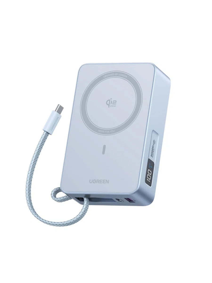 UGREEN MagFlow Qi2 25W Power Bank Magnetico 20000mAh Cavo USB C PD 45W | Batteria Esterna Magsafe Caricatore Portatile Wireless Ricarica Rapida Schermo Digitale Compatibile con iPhone 17 16 15 14 13