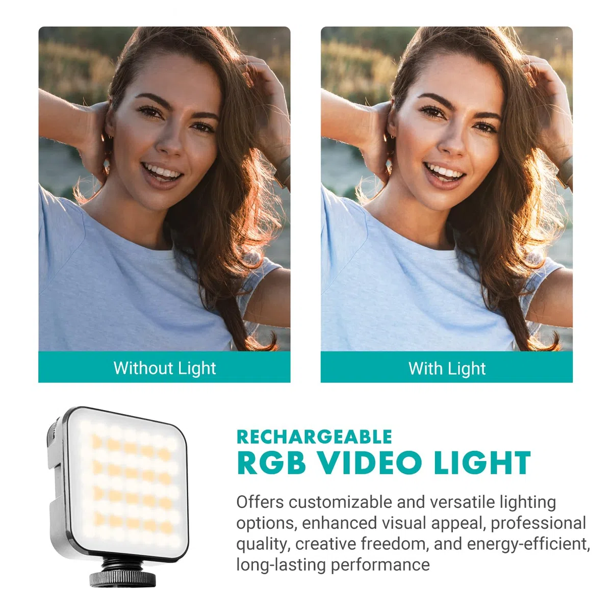 Movo iVlogger-PRO - Kit wireless per vlogging per iPhone/Android con treppiede full size, kit di base YouTube con microfono wireless, treppiede, luce LED per creatori di contenuti