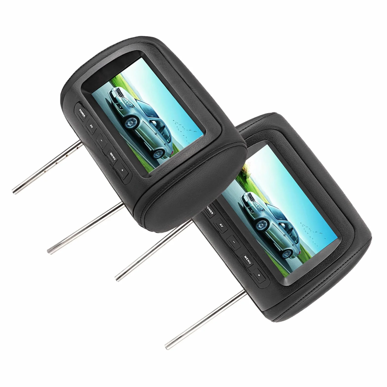 HEEPDD Monitor per Poggiatesta da 7 Pollici, Display per Auto a Doppio Schermo con Telecomando Wireless a 2 Ingressi Video per L'intrattenimento Universale per Auto
