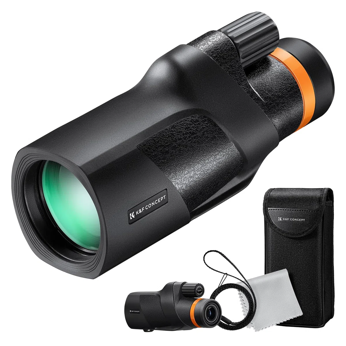 K&F CONCEPT Telescopio Monoculare 12 * 50, HD BAK4, Monocolo Portatile Impermeabile IP66 con Interfaccia Arca, Canocchiale Monoculare per Bird Watching, Caccia, Viaggio, Concerto, Nero