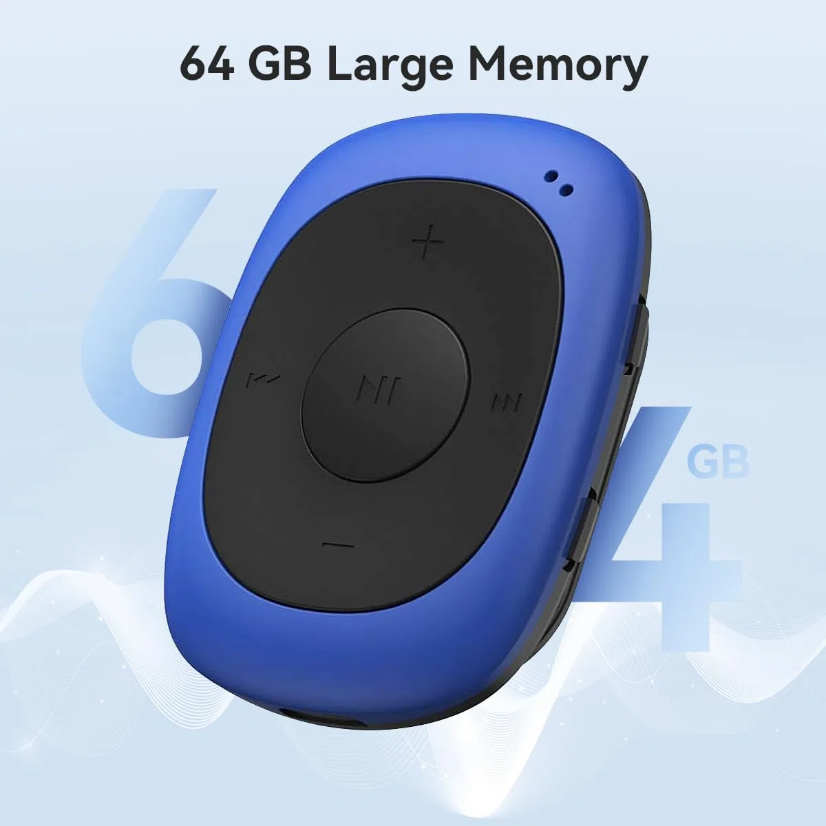 AGPTEK 64GB Lettore MP3 con Clip, Lettore MP3 Sportivo Portatile con Radio FM e Riproduzione Casuale di Musica Mini Lettore Musicale per la Corri con Guscio in Silicone e Cuffie Cablate, Blu