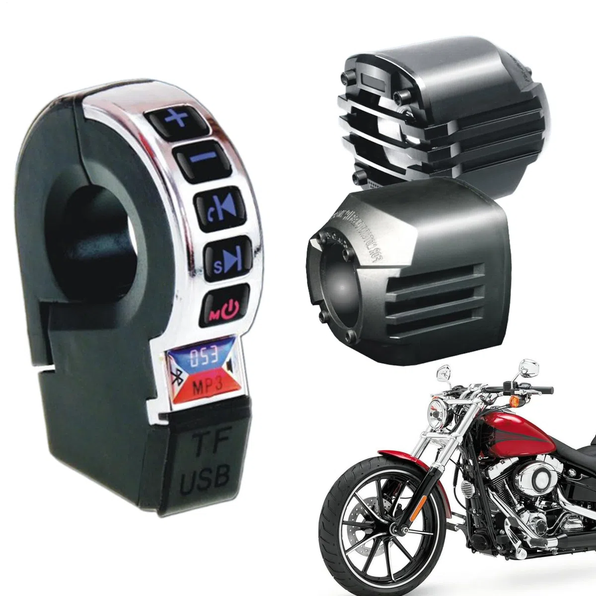 stereo per moto, amplificatore senza fili per manubrio con ricarica per cellulare integrata, impianto stereo impermeabile, adatto per biciclette, scooter, auto, veicoli a due ruote e