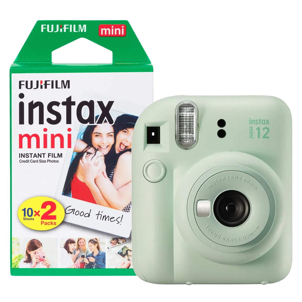 Fujifilm Instax Mini 12 - Fotocamera istantanea con confezione da 20 pellicole, colore: Verde menta