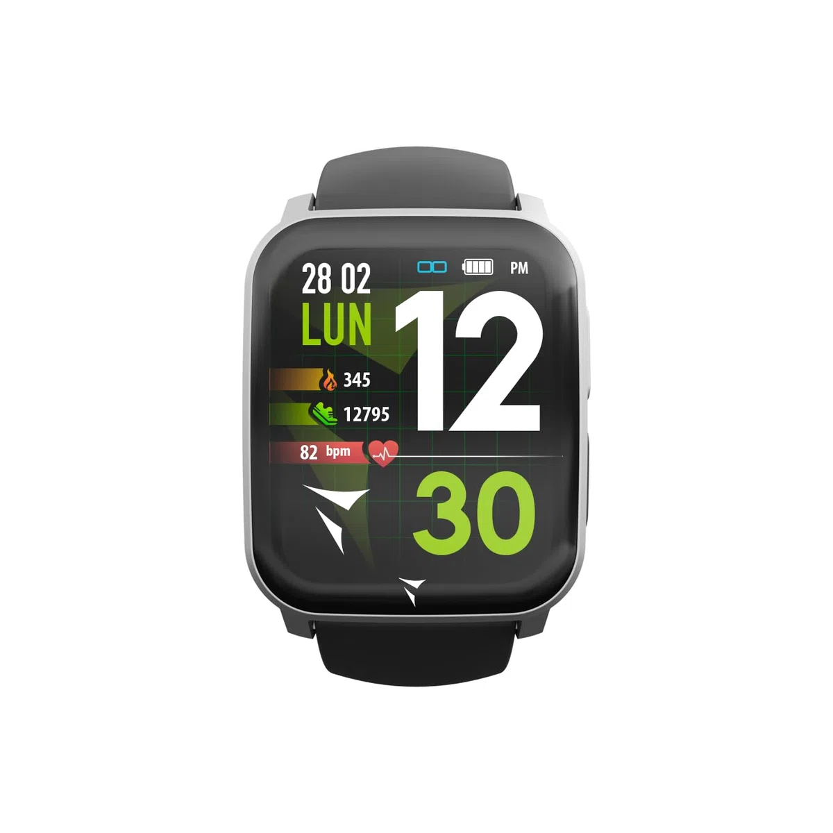 TECHMADE Smartwatch Tech Feel, ECG ad un tracciato, Frequenza Cardiaca, Ossigenzione, Sport, Sleep Monitor, Notifica Chiamata, Compatibile con IOS e Android (Silver Case - Black Strap)