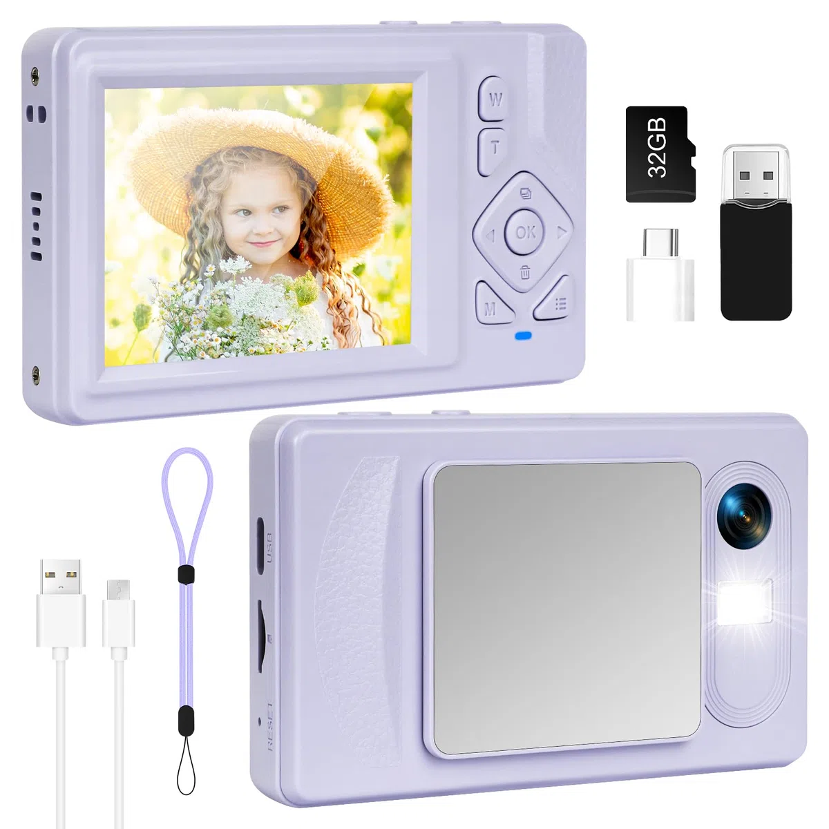 Fotocamera digitale 4K - 48MP UHD fotocamera digitale con 2,83” Schermo LCD e 18X Zoom Digitale Anti-Shake Fotocamera Fotografia Vlogging con 32gb SD Card per bambini Studenti Principianti (Viola)
