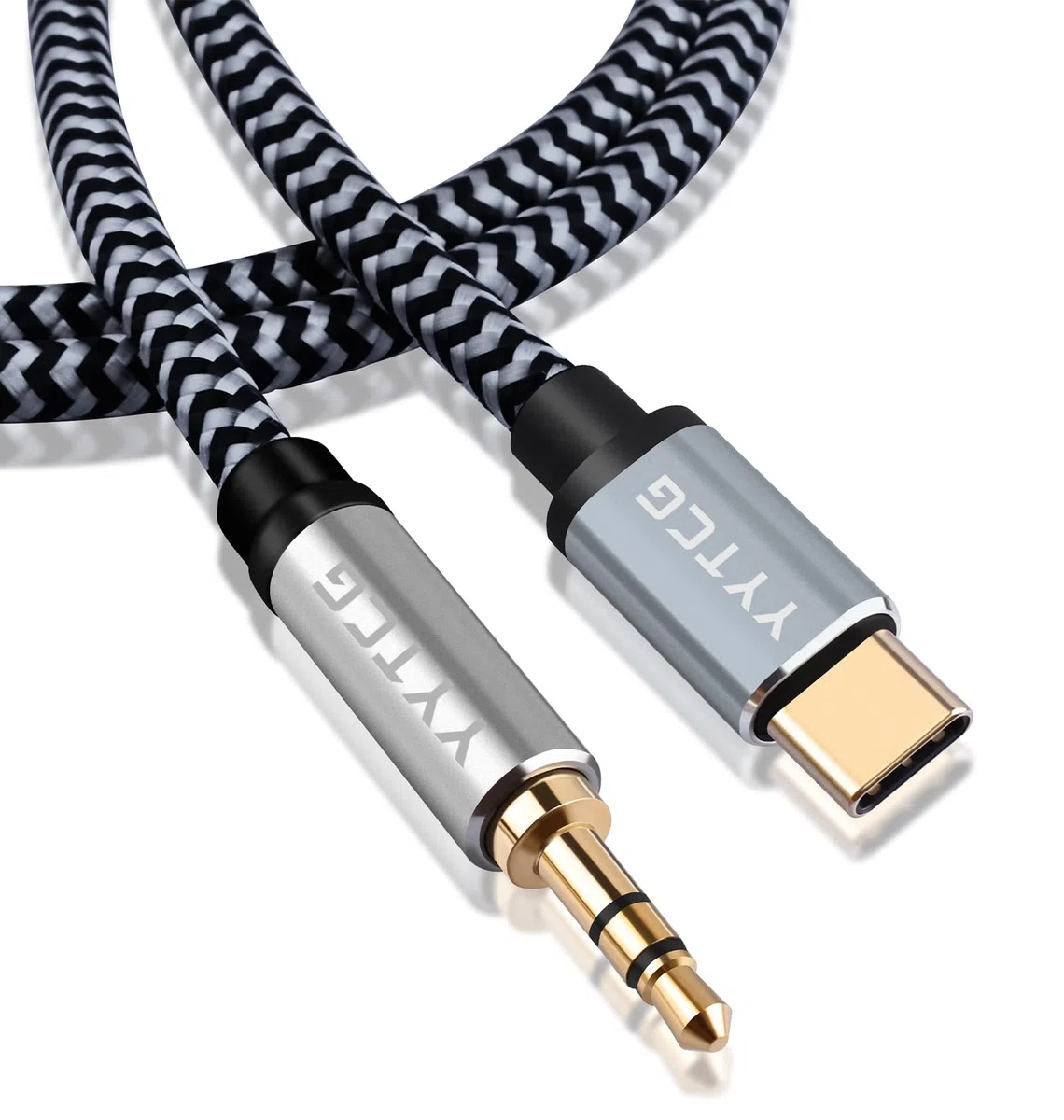 Audiophile - Cavo HiFi USB-C a AUX da 3,5 mm, 1,8 m, nucleo OFC 4N, spina placcata oro 24K, nylon intrecciato, compatibile con cuffie/amplificatori per auto/casa
