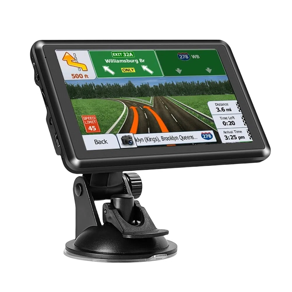 Navigatore Satellitare per Auto, 5 Pollici Touch Screen HD, GPS Portatile, Trasmettitore FM, Monitor 256 MB + 8 G, Promemoria Vocale, Mini USB