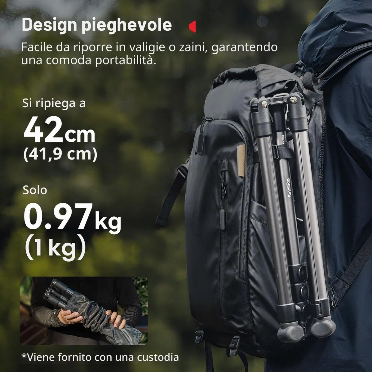 SMALLRIG Supporto per Luci da 74,8"/190 cm, Treppiede Compatto per Torce, Luce ad Anello, Luci Video LED/RGB, Luce COB, Supporto per Illuminazione Pieghevole e Regolabile, Dimensioni 16,9"/43 cm -5475